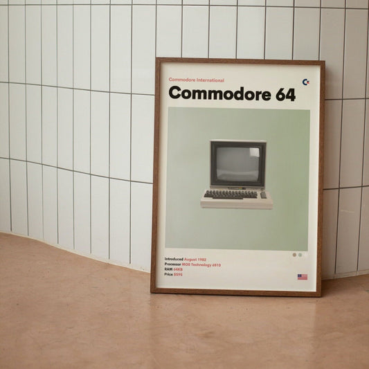 Commodore 64 Vintage Computer Minimalist Mid-Century Poster